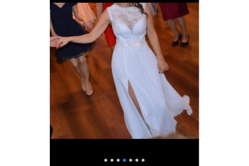 Delikatna, zwiewna suknia ślubna, rozmiar 36
