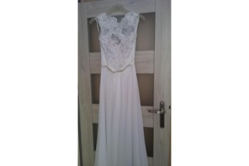 Delikatna, zwiewna suknia ślubna, rozmiar 36
