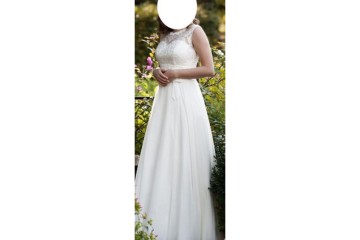 Piękna muślinowa suknia ślubna ivory