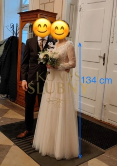 Suknia ślubna w kolorze ecru S/36 + Dodatki   CENA: 1650zł