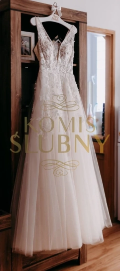 Suknia ślubna 34/36 biel ecru 173 cm koronkowa subtelna