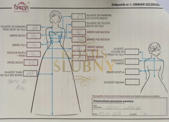 Suknia ślubna z delikatnym połyskiem i koronkową góra 