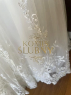 Suknia ślubna gorset regulacja koraliki cienkie ramiączka 