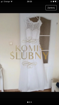 Piękna,koronkowa suknia 2 w 1.Dopinana tiulowa część