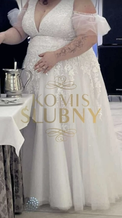 Suknia ślubna 48/56 + długi welon 