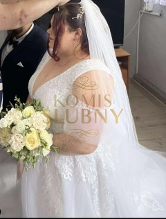Suknia ślubna 48/56 + długi welon 