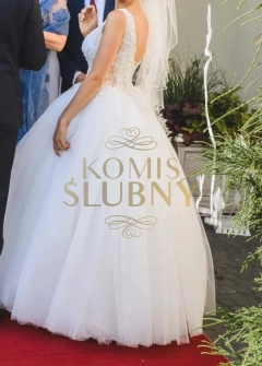 Suknia ślubna Euphoria + welon, śmietankowa rozm. 34/36