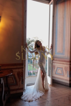 Suknia ślubna koronka francuska Avenue 22 Wona Concept Barkley koraliki 