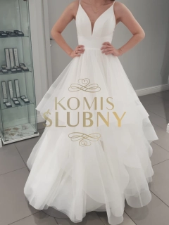 Suknia ślubna Stella York 6988 ivory roz. L z trenem na ramiączkach sukienka długa balowa księżniczka 