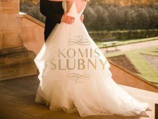 Suknia ślubna Stella York 6988 ivory roz. L z trenem na ramiączkach sukienka długa balowa księżniczka 