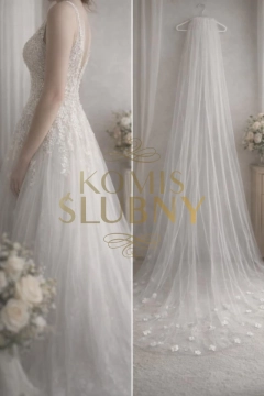 Sprzedam Przepiękną Suknię Ślubną Księżniczki z Tiulu obsypaną brokatem 