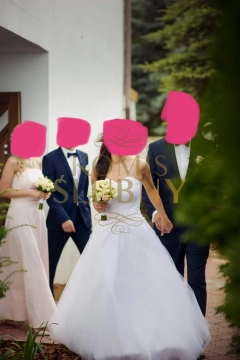 Sprzedam suknie ślubną w gorsecie i połyskujący tiulowy dół 